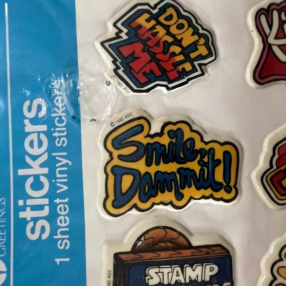 1982 American Greetings 80’s Slang Funny Puffy Stickers NOS - Picture 5 of 6